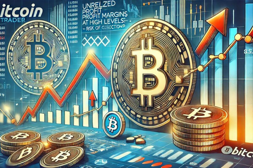 Нереализованная прибыль биткойн-трейдера на высоком уровне – риск коррекции?