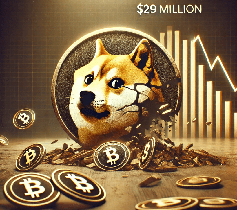 Dogecoin падает: 29 миллионов долларов исчезают во время обвала рынка — данные