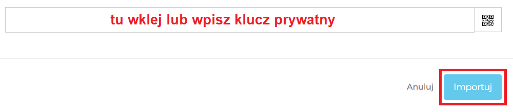 Импорт закрытого ключа BTC