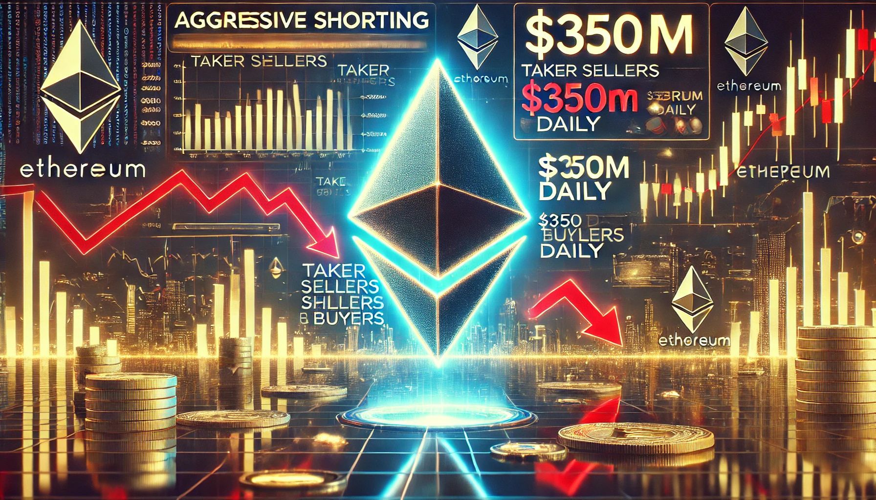 Ethereum сталкивается с агрессивными короткими продажами, поскольку продавцы тейкеров опережают покупателей на 350 миллионов долларов в день – аналитик