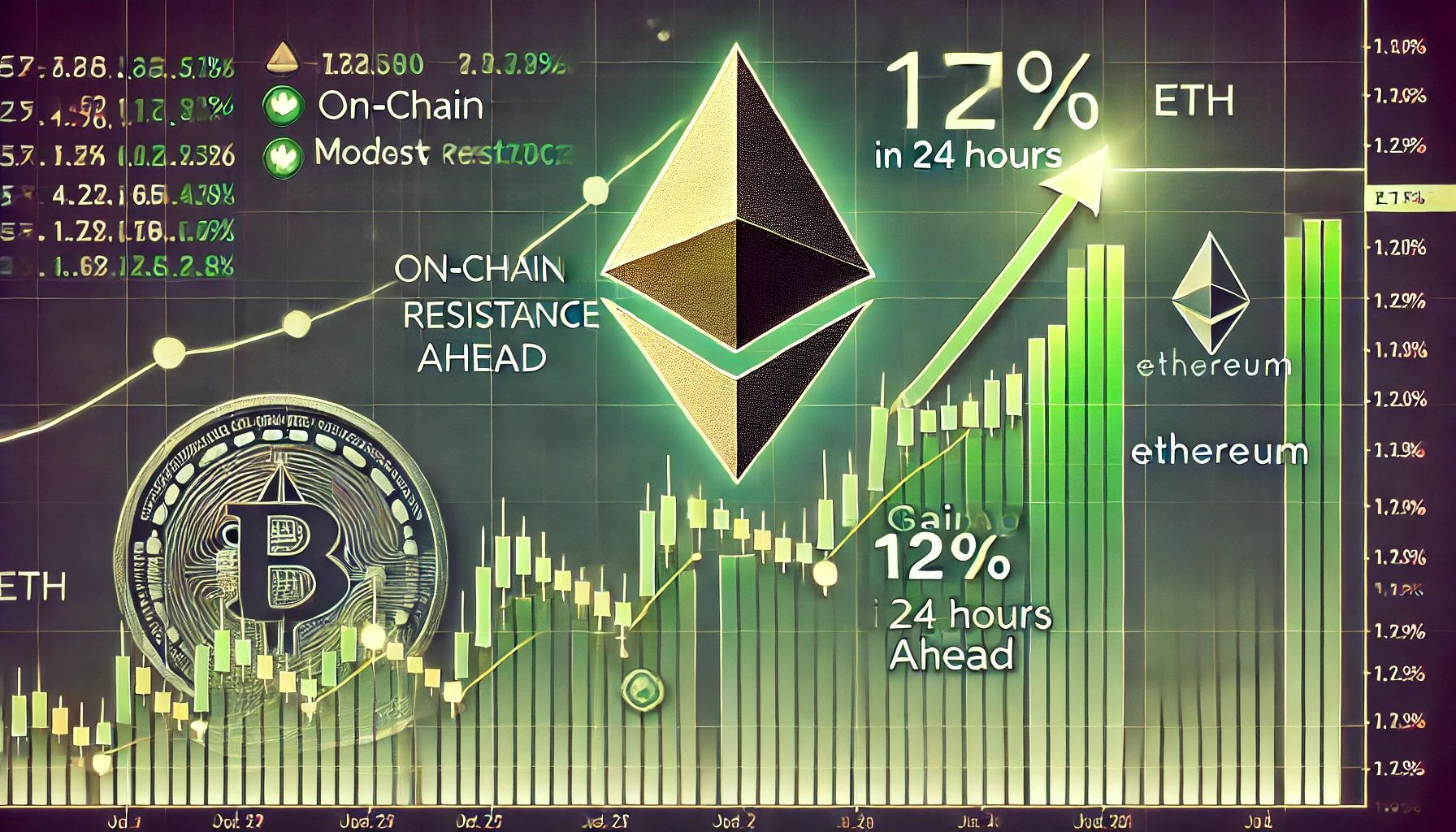 Ethereum добавляет 12% за 24 часа-метрики в цепочке указывают на скромное сопротивление вперед