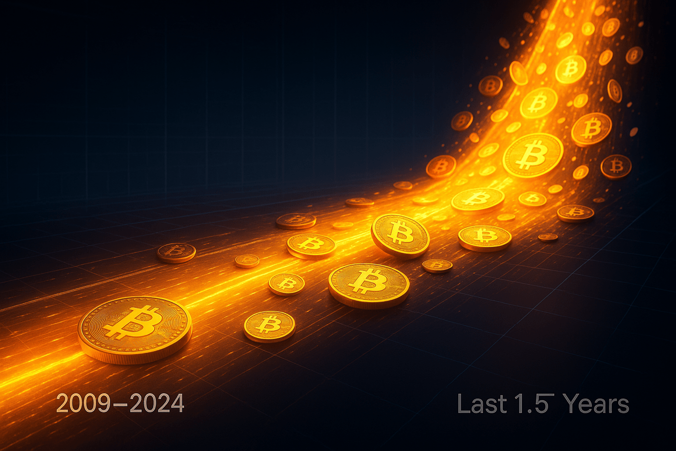 Приток биткойнов за последние 1,5 года превзошел первые 15 лет вместе: данные