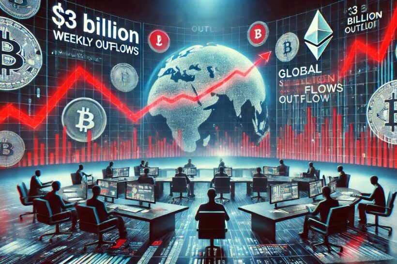 Криптофонды терпят третьи еженедельные убытки подряд, общая сумма оттоков составляет 3 миллиарда долларов