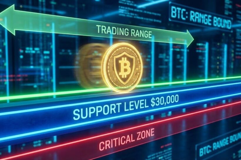 Цена биткойнов остается выше поддержки, готовясь к большему движению