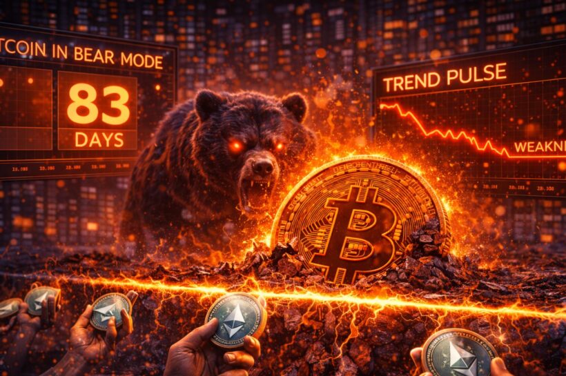 Биткойн застрял в медвежьем режиме на 83 дня: импульс тренда подтверждает структурную слабость