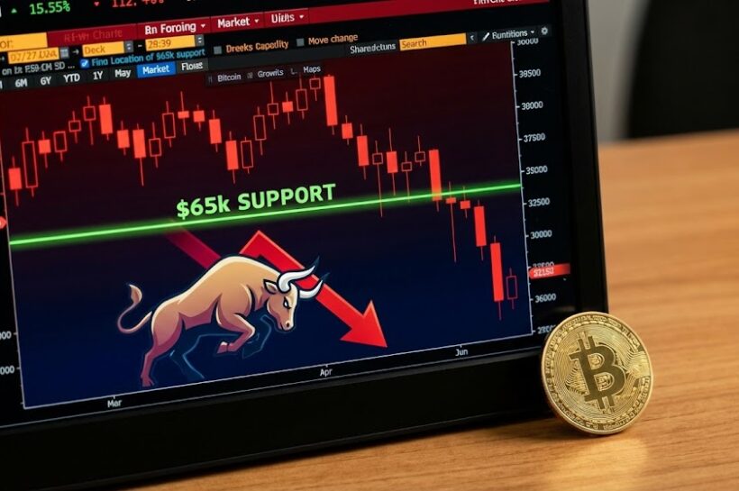 Цена биткойнов падает, а полем битвы становится $65 тыс.