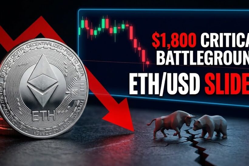 Цена на Ethereum падает глубже, $1800 становится решающим полем битвы