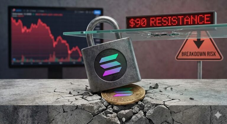 Solana (SOL) торгуется ниже $90, поскольку риск пробоя растет