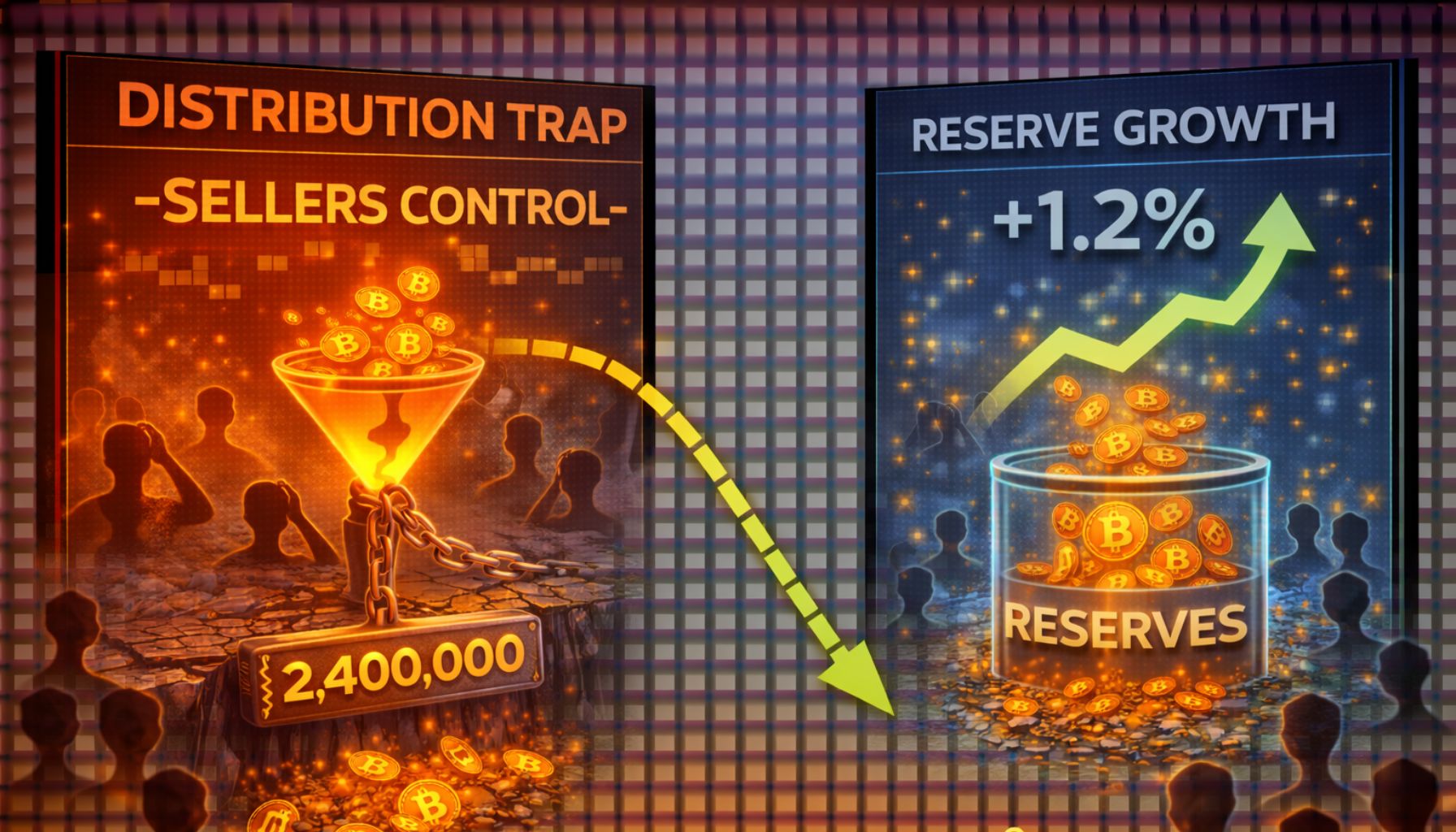 Ловушка распределения: почему рост резервов Биткойна доказывает, что продавцы все еще держат ленту