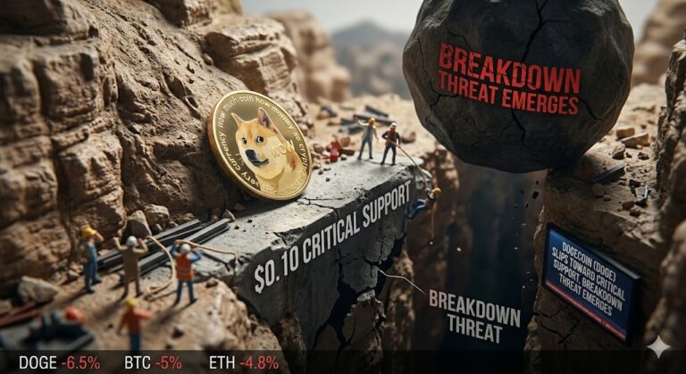 Dogecoin (DOGE) приближается к критической поддержке, появляется угроза краха