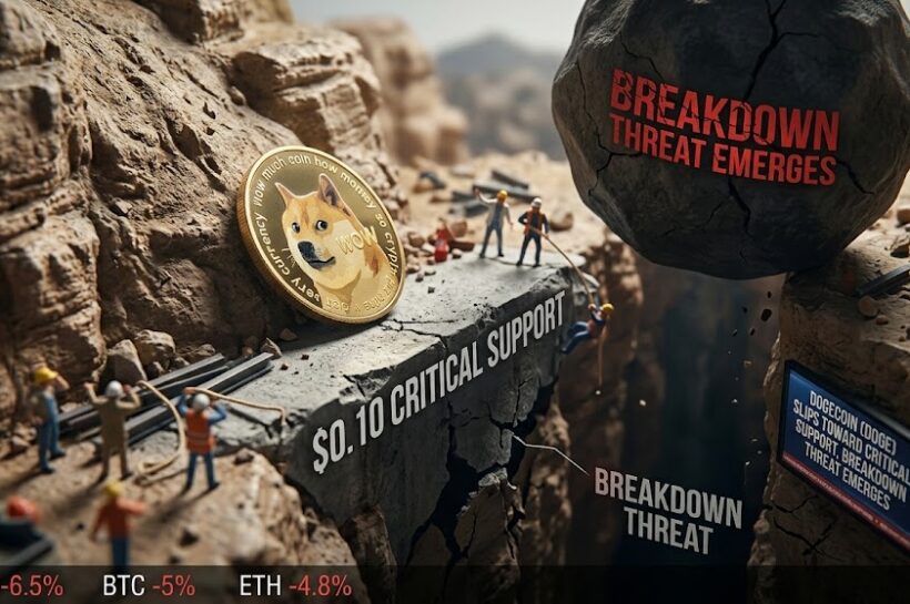 Dogecoin (DOGE) приближается к критической поддержке, появляется угроза краха