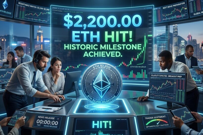 Цена Ethereum достигла отметки в 2200 долларов, трейдеры готовятся к следующему шагу