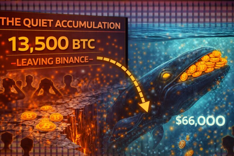 Тихое накопление: 13 500 биткойнов покидают Binance, сигнализируя о стратегическом повороте кита на уровне $ 66 000
