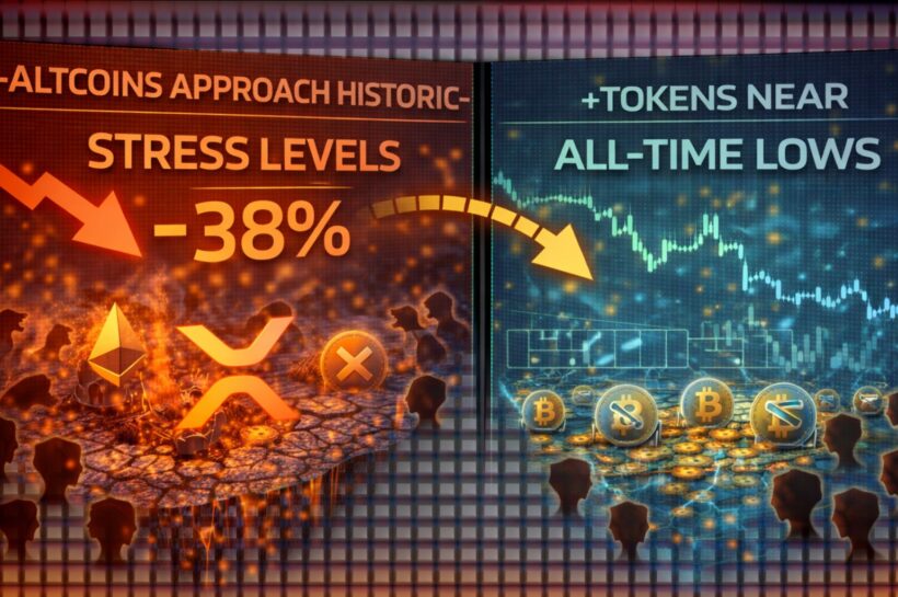 Альткоины приближаются к историческому уровню стресса: 38% токенов близки к историческим минимумам